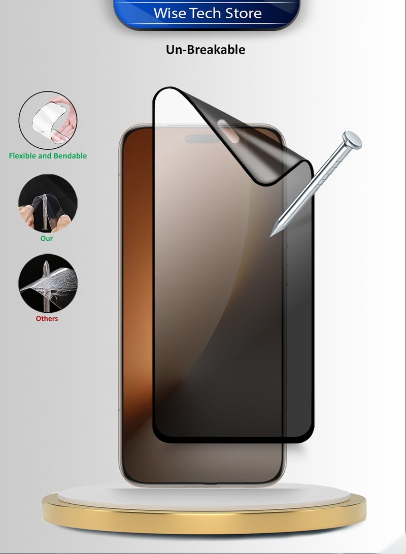 دبليو تيك حامي شاشة Honor Magic8 Pro 5G 2025 فائق الجودة نانو سيراميك للخصوصية مع لصق كامل وتغطية كاملة مطفي ومرن (MSCNMP) - شفاف/أسود - Image 3