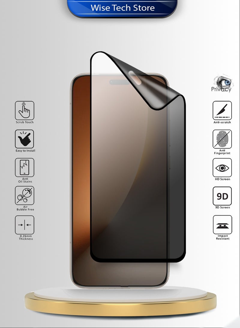 دبليو تيك حامي شاشة Honor Magic8 Pro 5G 2025 فائق الجودة نانو سيراميك للخصوصية مع لصق كامل وتغطية كاملة مطفي ومرن (MSCNMP) - شفاف/أسود - Image 2