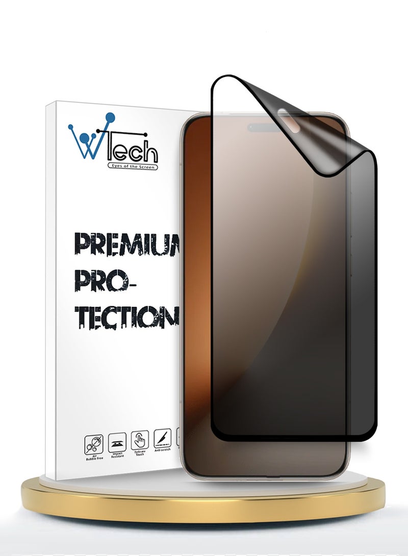 دبليو تيك حامي شاشة Honor Magic8 Pro 5G 2025 فائق الجودة نانو سيراميك للخصوصية مع لصق كامل وتغطية كاملة مطفي ومرن (MSCNMP) - شفاف/أسود - Image 1