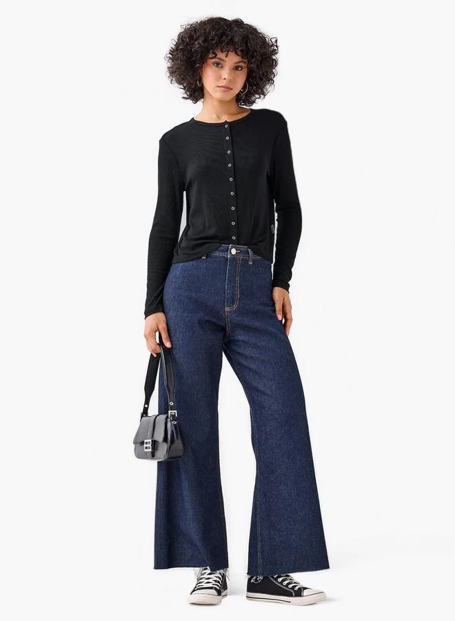 Lee Cooper Lee Cooper T-shirt with Ribbed Texture and Round Neck