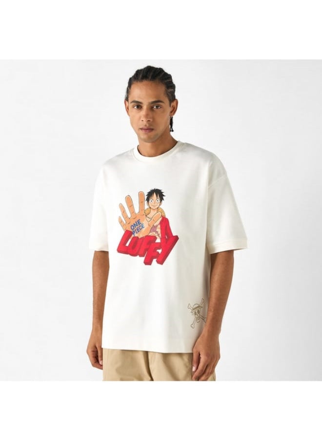 SP Characters Luffy Print T-shirt with Short Sleeves and Crew Neck  - Image 4