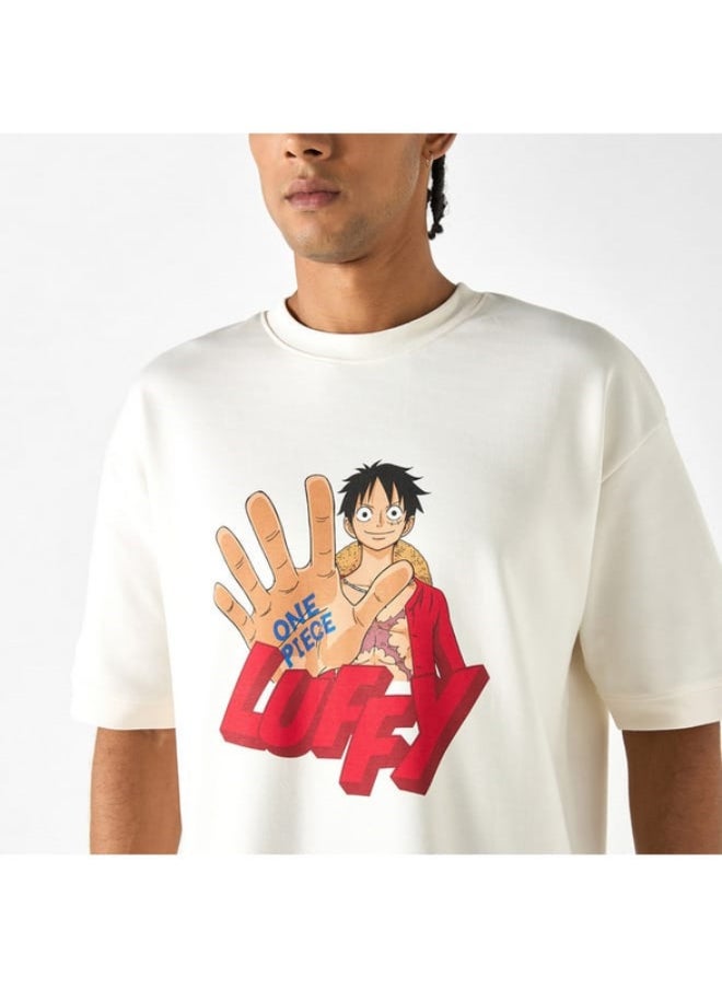 SP Characters Luffy Print T-shirt with Short Sleeves and Crew Neck  - Image 3
