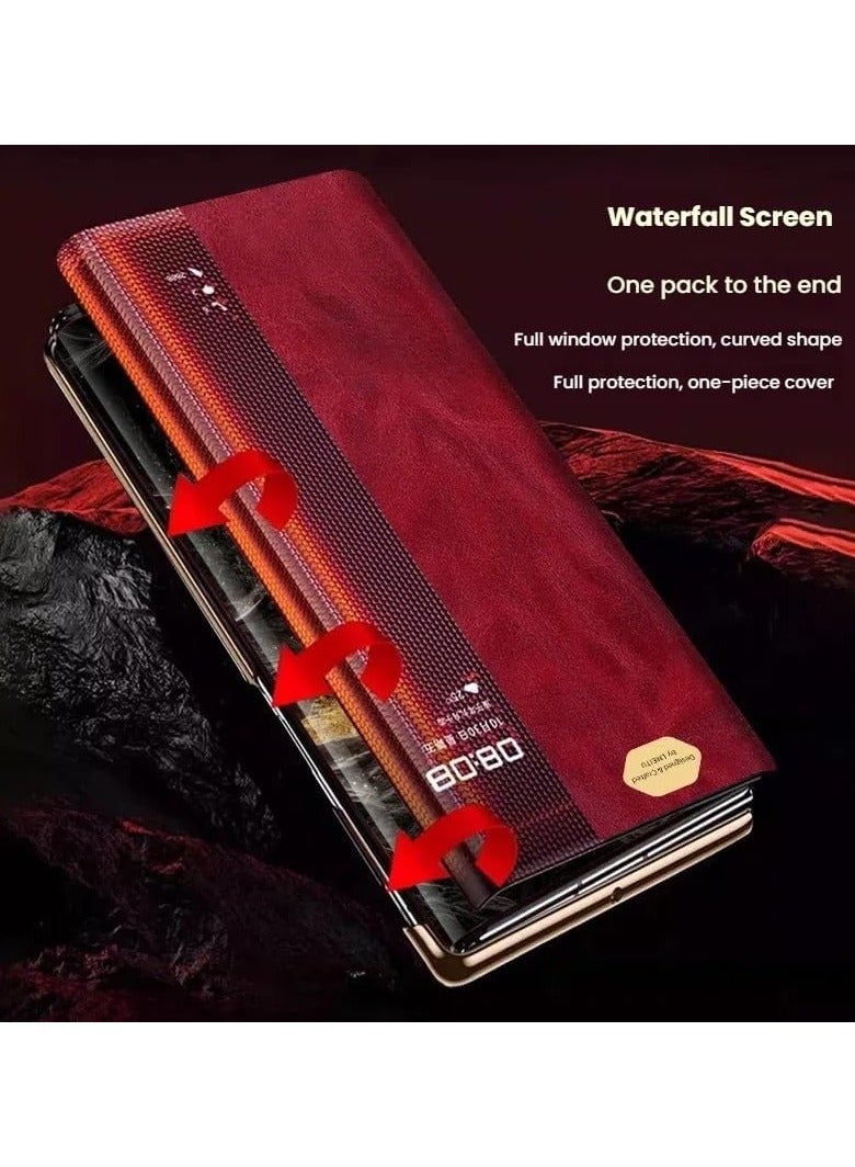 general Case Compatible Huawei Mate XT, Frosted Skin Friendly Phone Case with Smart Window, Huawei Mate XT Ultimate Anti Fingerprint Leather Protective Case - Image 3