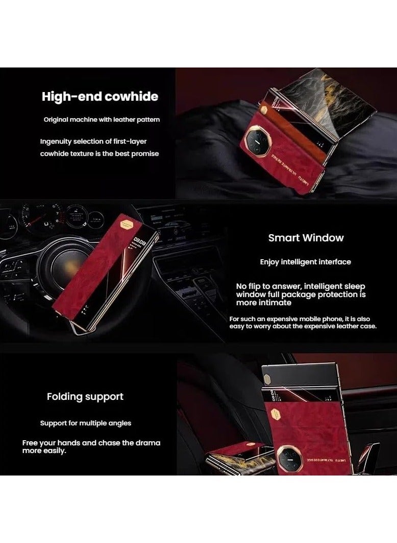 general Case Compatible Huawei Mate XT, Frosted Skin Friendly Phone Case with Smart Window, Huawei Mate XT Ultimate Anti Fingerprint Leather Protective Case - Image 4