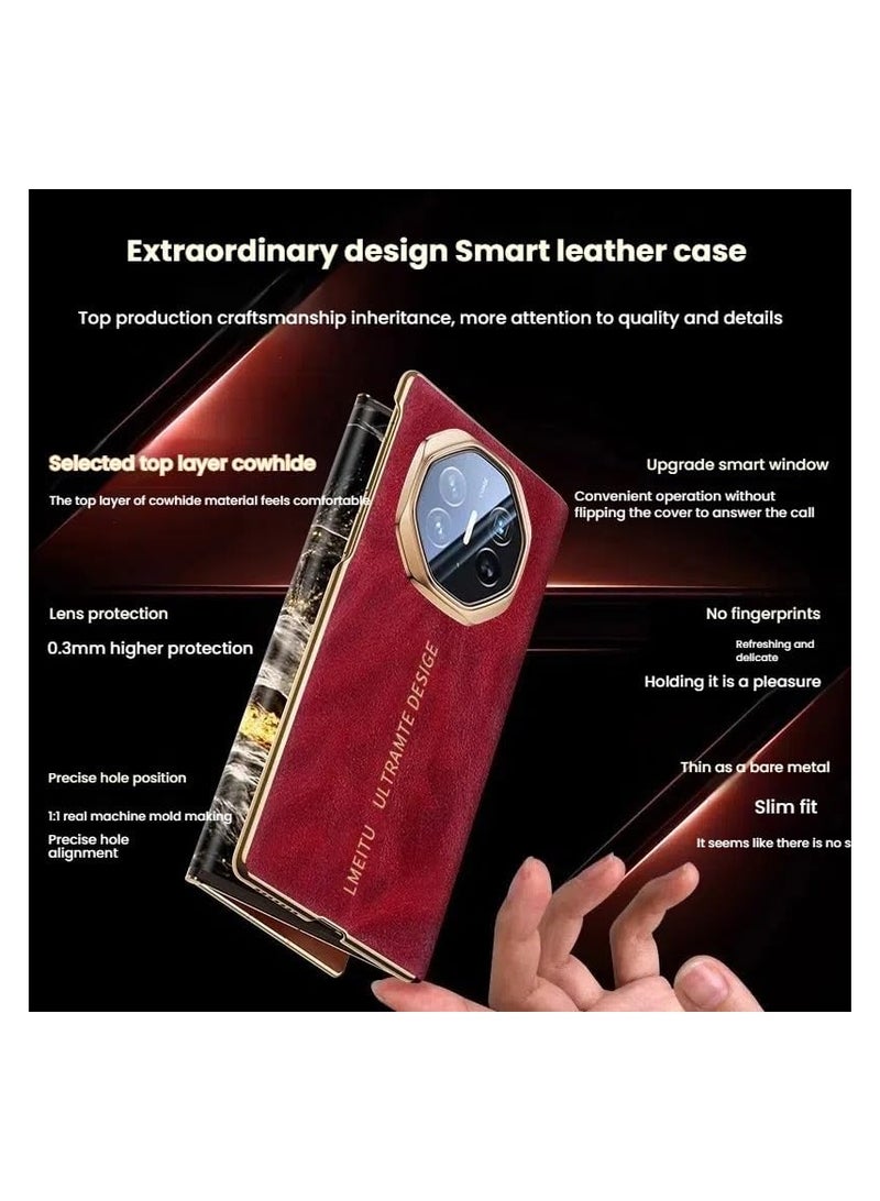 general Case Compatible Huawei Mate XT, Frosted Skin Friendly Phone Case with Smart Window, Huawei Mate XT Ultimate Anti Fingerprint Leather Protective Case - Image 2