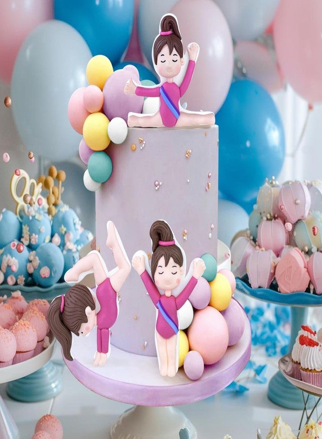 KEEPARTY ٢٩ قطعة من زينة كعكة الجمباز، كرات الجمباز، زينة كعكة لحفلات أعياد ميلاد البنات ذات الطابع الرياضي، لوازم حفلات استقبال المولود الجديد - Image 4