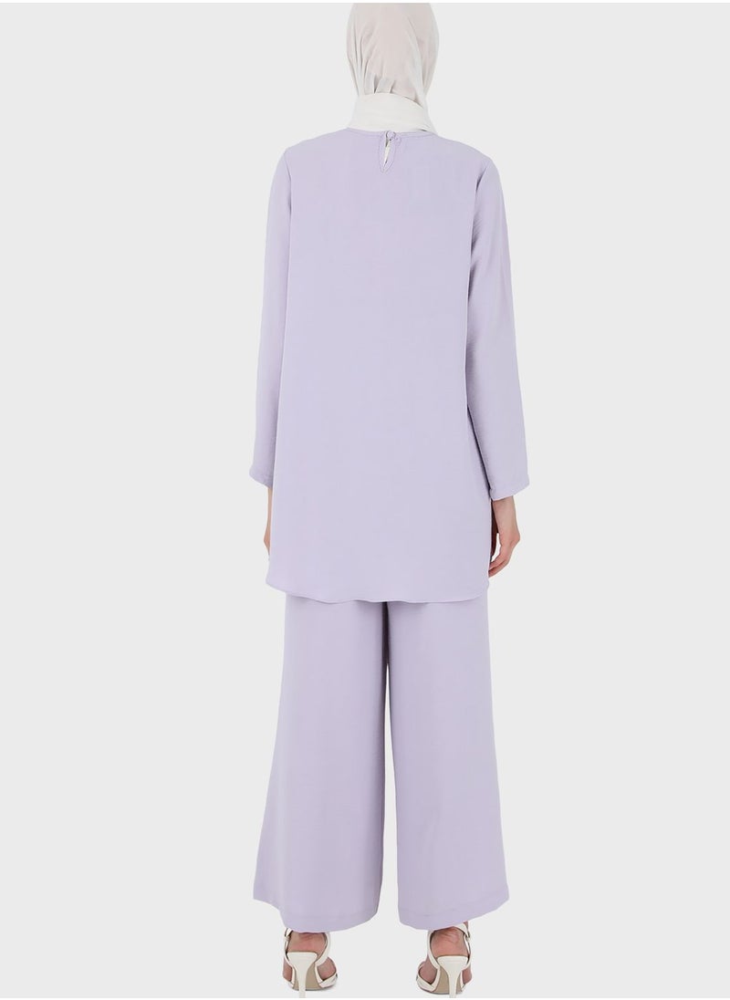 Refka by modanisa Round Neck Knitted Top & Pant  - Image 2
