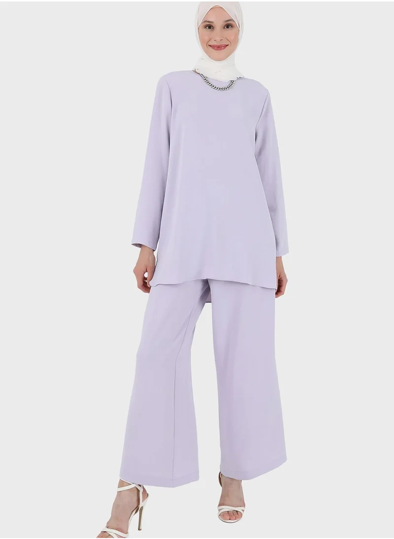 Refka by modanisa Round Neck Knitted Top & Pant