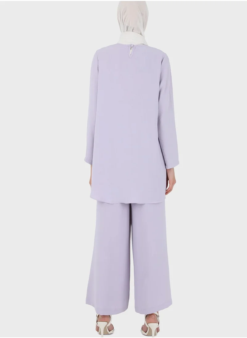 Refka by modanisa Round Neck Knitted Top & Pant