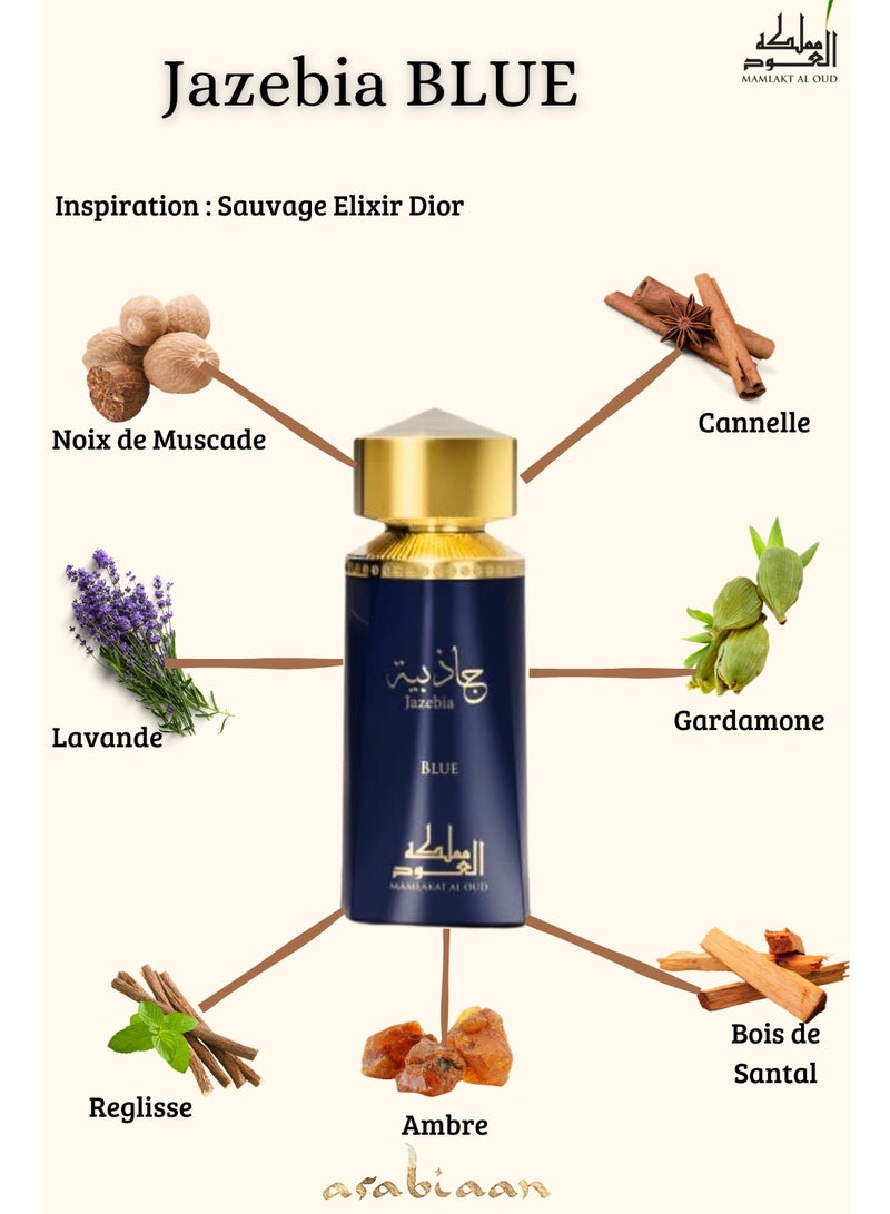 Mamlakat Al Oud Jazebia Blue Eau de Parfum for men -100 ml ( inspired by Dior Sauvage Elixir ) - Image 3