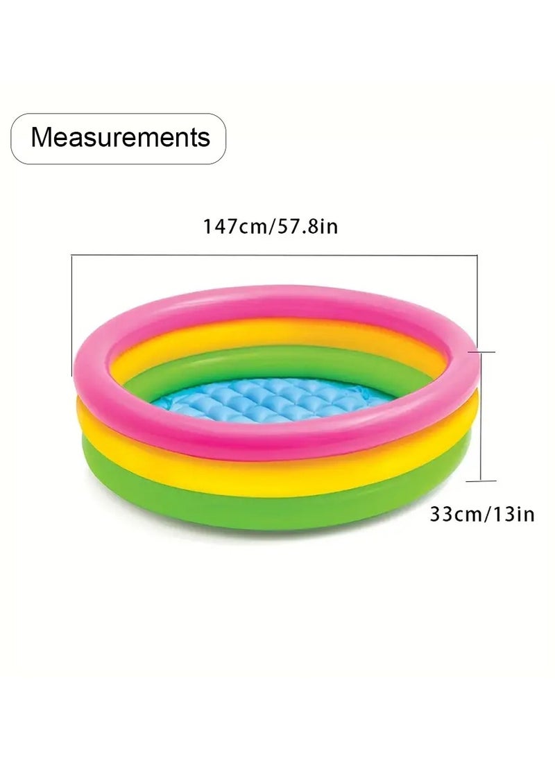 Generic Round Inflatable Swimming Pool Kiddie Pool Blow Up Swimming Pool for Kids Toddler Bathing Tub Portable & Foldable (147x33 CM)  - Image 5