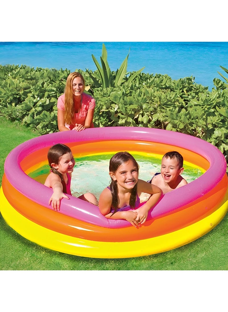 Generic Round Inflatable Swimming Pool Kiddie Pool Blow Up Swimming Pool for Kids Toddler Bathing Tub Portable & Foldable (147x33 CM)  - Image 1
