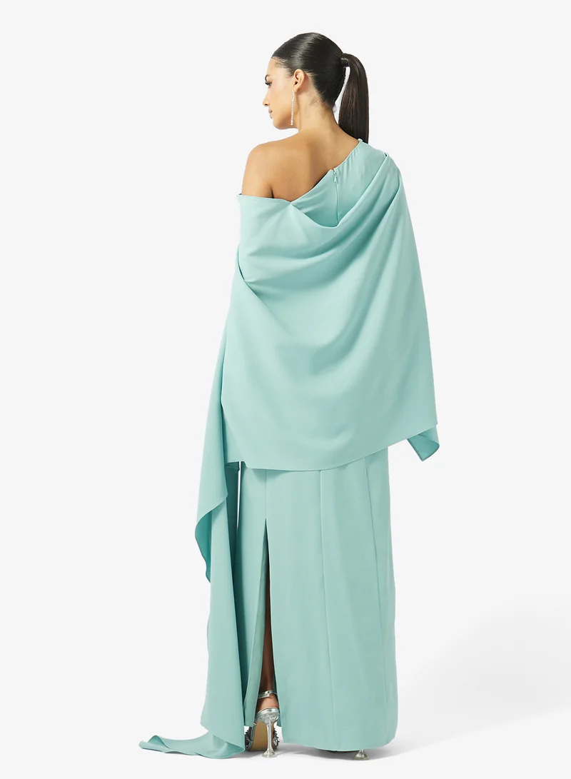 Iyra Chain Detailed Flared Sleeve Maxi Dress