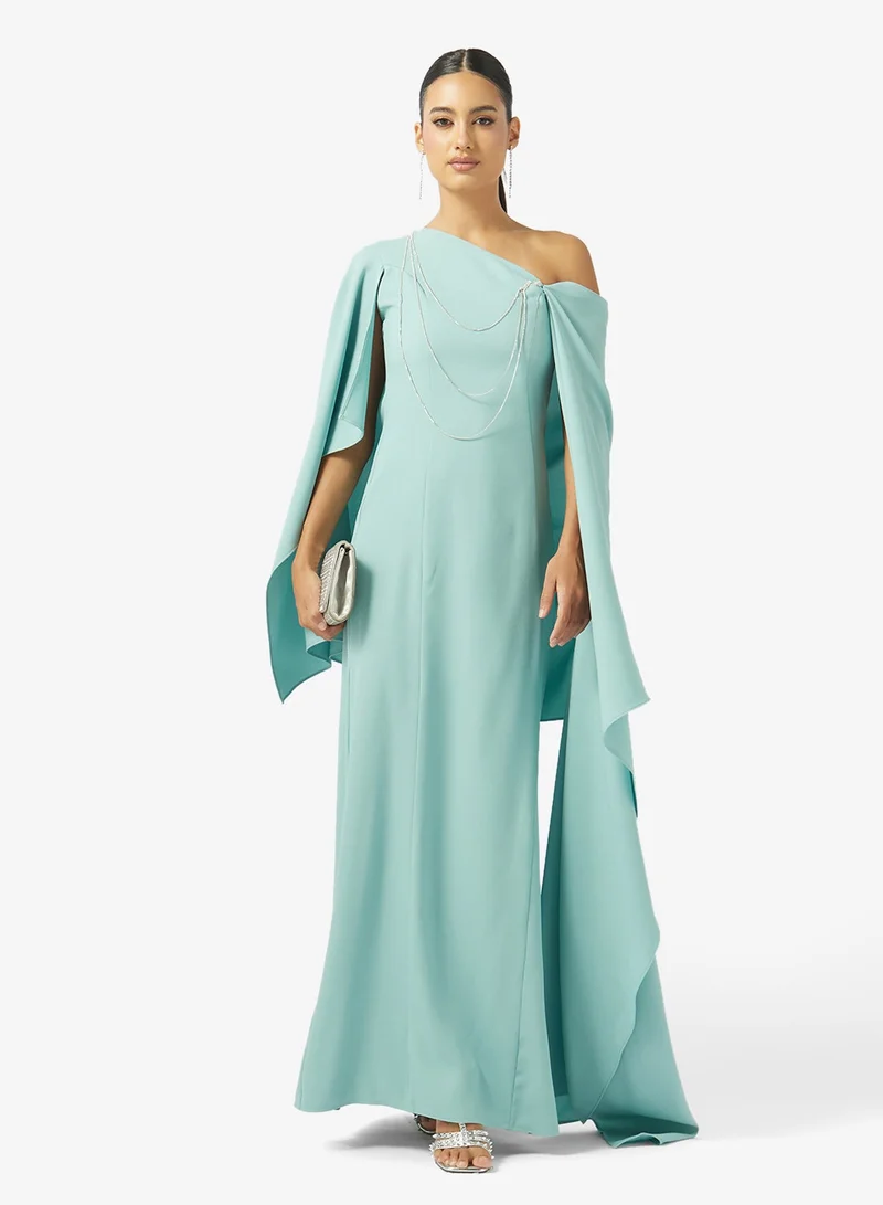 Iyra  Chain Detailed Flared Sleeve Maxi Dress for Women | Best Price UAE