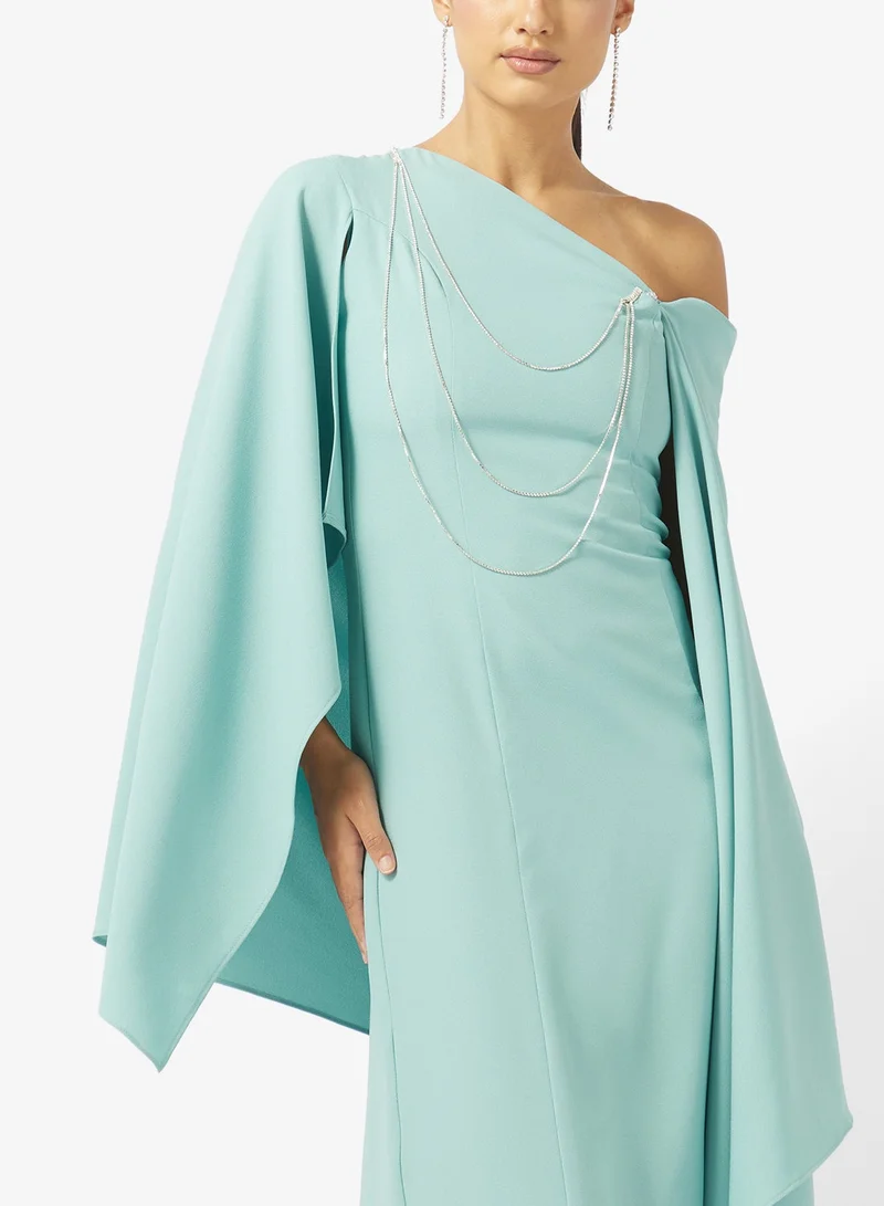 Iyra  Chain Detailed Flared Sleeve Maxi Dress for Women | Best Price UAE