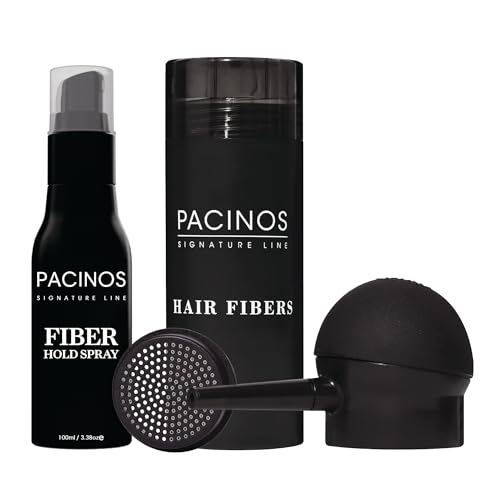 Pacinos Hair Fiber Kit  Conceal Thinning Hair Instantly with Fiber Hold Spray  Dark Brown