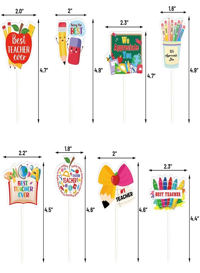 WorldBazaar Teacher Appreciation Cupcake Toppers 24 PCS End of Year Teacher Thank You Cake Topper Decoration Graduation Nurse Week Birthday Party Decorations - Image 3