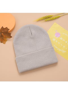 Generic Autumn and Winter embroidered logo acrylic pullover knitted hat large wool hat in stock hat wholesale Beige 