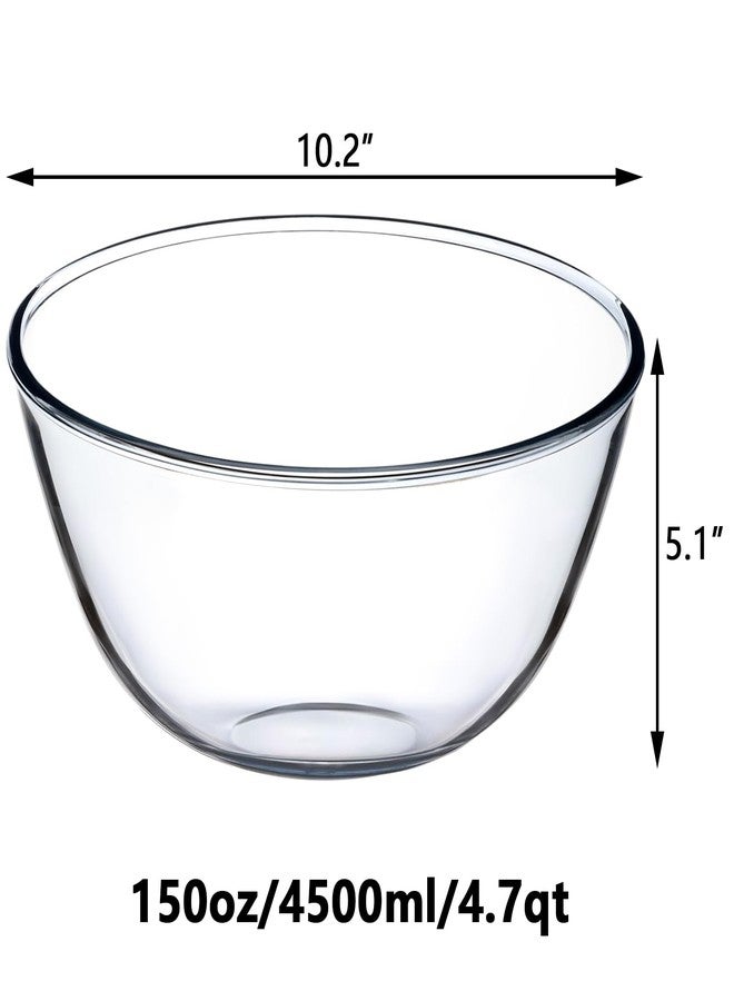 EWAFILU 4.7QT Large Glass Mixing Bowl Clear Glass Salad Cooking Bowls for Sourdough, Salad and Storage Prepping and Baking - Image 2