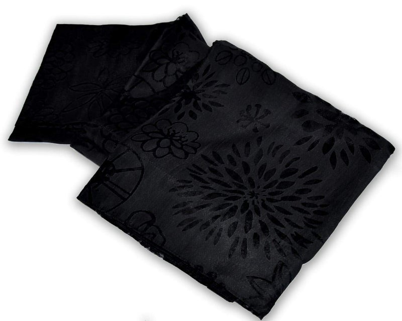 LINENWALAS LINENWALAS Floral Net Semi Transparent Window Curtains, Sheer Back Loops Curtains 5 Feet Long Set of 2, Net Fabric Curtains for Living Room, Bedroom, Kitchen (5 Feet, Black Floral) - Image 4