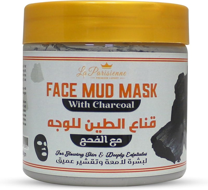 ECOLYTE+ La Parisienne Face Mud Mask with Charcoal - Spa Quality Exfoliating Treatment for Glowing Skin (500g) - Image 1