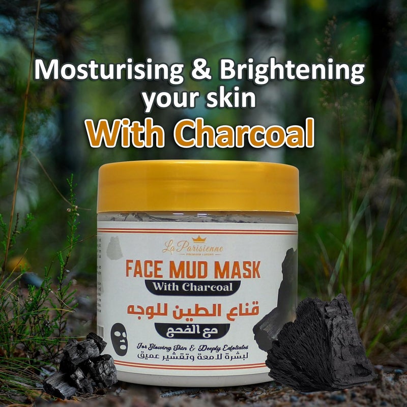 ECOLYTE+ La Parisienne Face Mud Mask with Charcoal - Spa Quality Exfoliating Treatment for Glowing Skin (500g) - Image 4