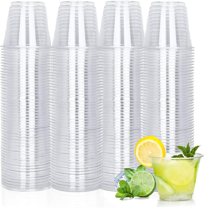 TashiBox 300 Pack 9 oz Clear Plastic Cups, Non Reusable Tumblers Crystal Clear PET Cups - Image 1