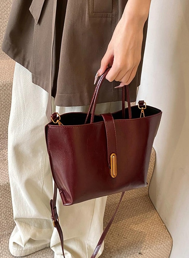 Caistre Tote Bag Soft Top Handle Handbag for Women Vegan Leather Shoulder Purse Vintage Handbag Crossbody Bag for Work Travel - Image 2