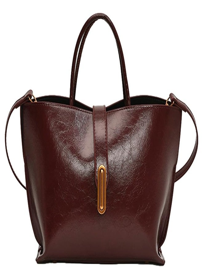 Caistre Tote Bag Soft Top Handle Handbag for Women Vegan Leather Shoulder Purse Vintage Handbag Crossbody Bag for Work Travel - Image 1