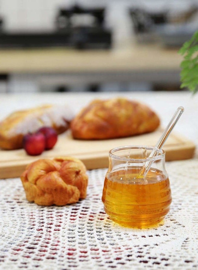 Mkono Glass Honey Jar with Dipper Transparent Honey Pot 265 ml, 9 Ounces - Image 3