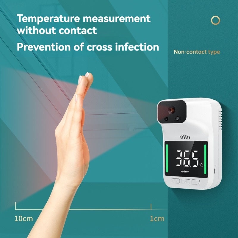 Wall Mounted Non-contact IR Thermometer with Multi-Language Voice Broadcast ℃/ ℉ Auto Measuring Forehead - Image 2