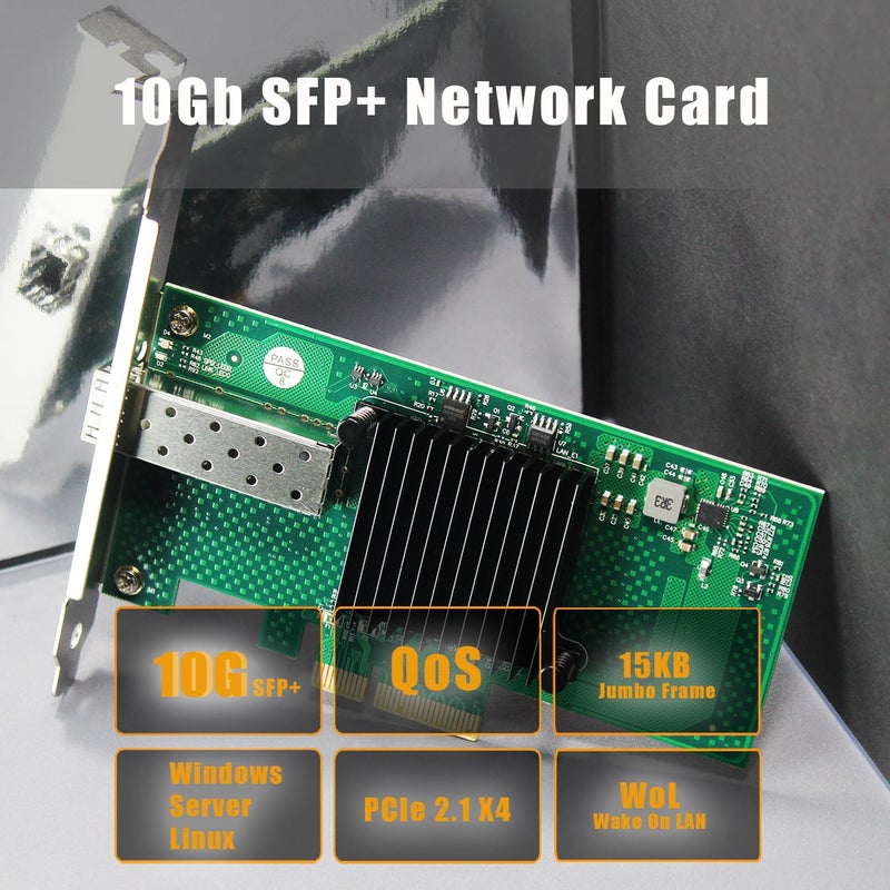 GLOTRENDS ST7315 1-Port 10Gb SFP+ Ethernet Network Card with Intel 82599EN Controller, PCIE 2.0 X4 Interface, Support Windows 11/10/Windows Server/Linux/ESX/VMware ESXi(Not Support Mac OS) - Image 2