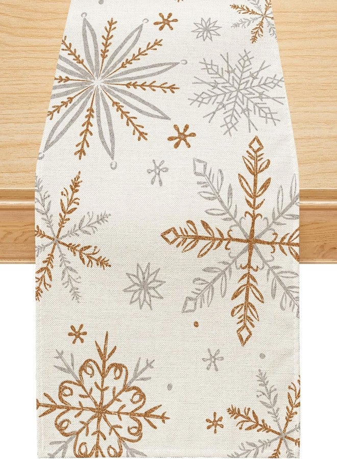 Siilues Christmas Table Runner, Snowflake Decorations Winter Runner for Table Seasonal Chriatmas Holiday Decor for Indoor Outdoor Dining Table Decorations 13x48 Inch - Image 1