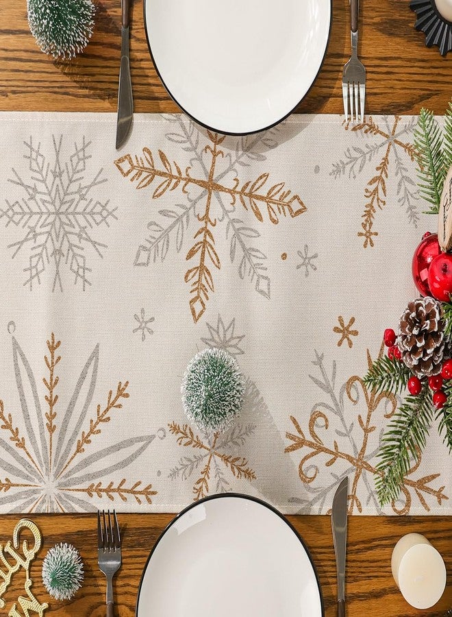 Siilues Christmas Table Runner, Snowflake Decorations Winter Runner for Table Seasonal Chriatmas Holiday Decor for Indoor Outdoor Dining Table Decorations 13x48 Inch - Image 5