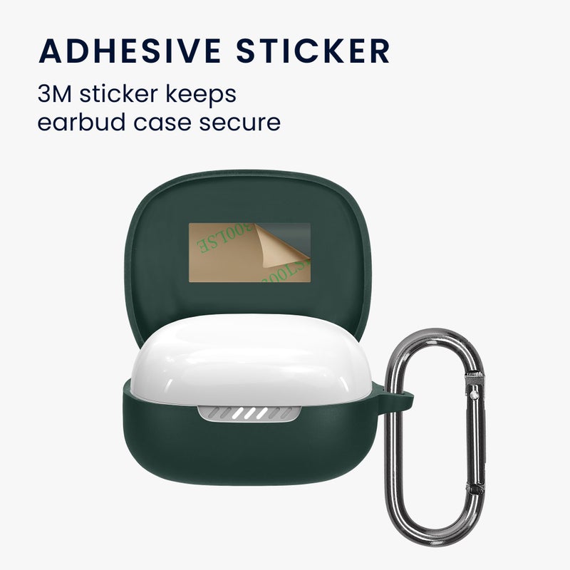 kwmobile غطاء سيليكون kwmobile متوافق مع JBL Live Pro 2 TWS - غطاء لاصق مع مشبك - أخضر داكن - Image 3