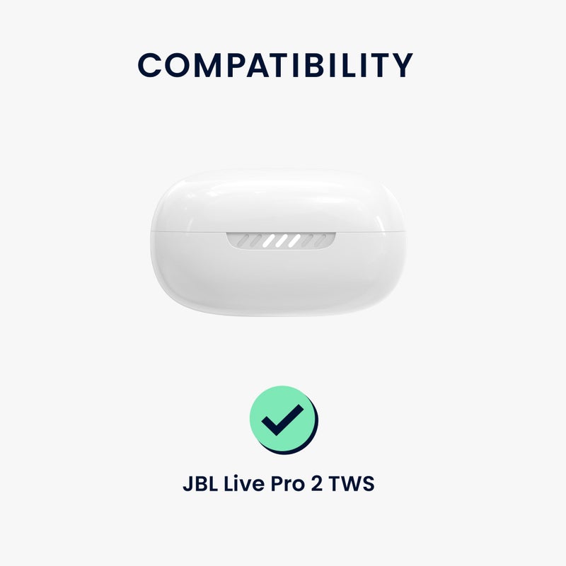 kwmobile غطاء سيليكون kwmobile متوافق مع JBL Live Pro 2 TWS - غطاء لاصق مع مشبك - أخضر داكن - Image 2