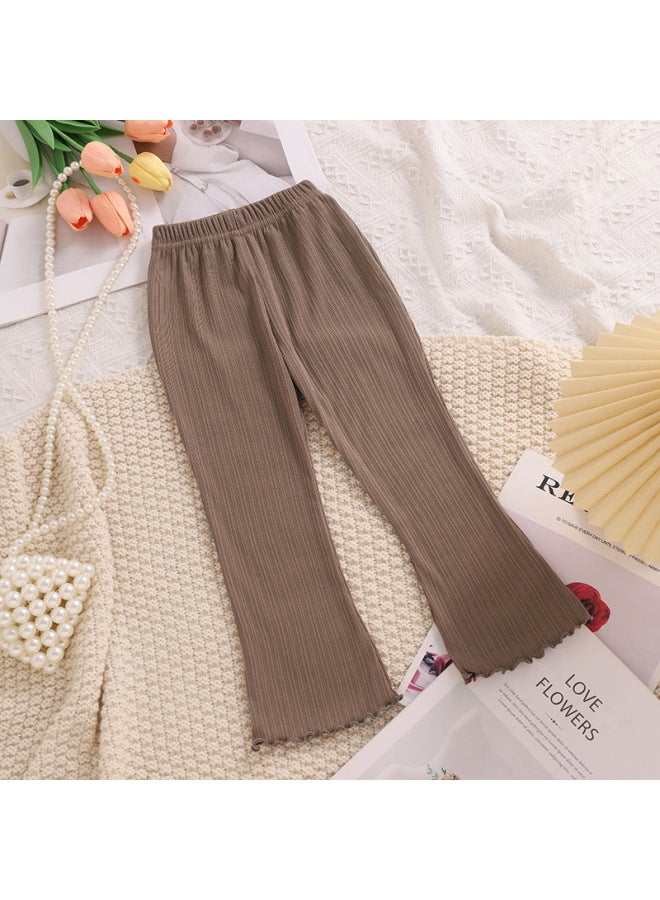 Girls' Curl Flared Pants Summer Thin Princess Style Children's Girls' Baby's Western Style Anti-mosquito Pants All-match Long Trendy Pants