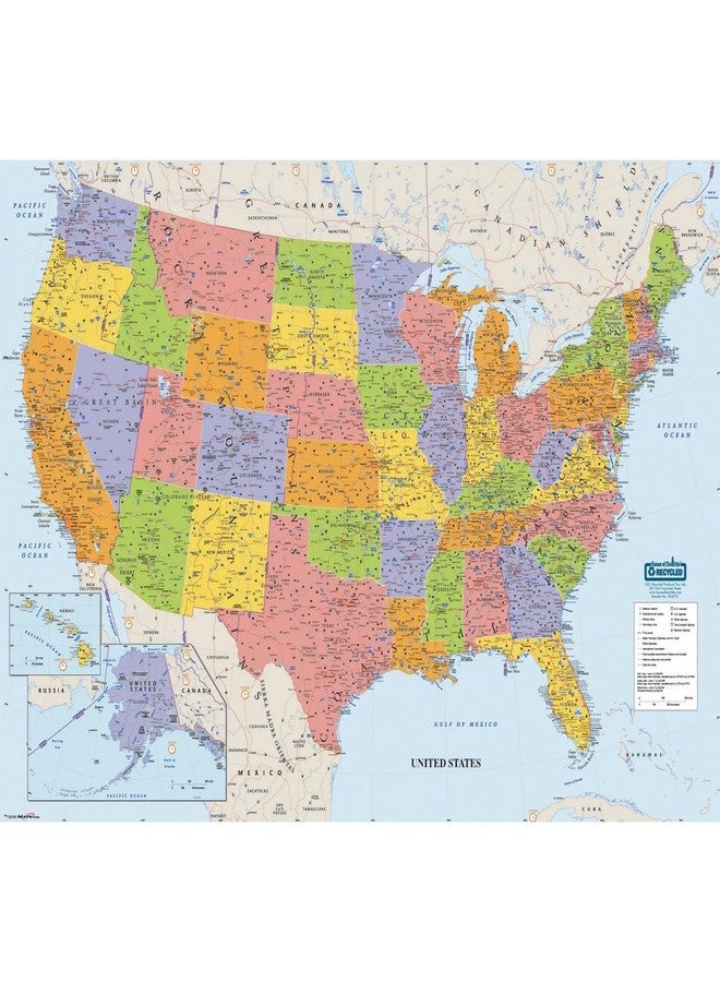 House of Doolittle Write On/Wipe Off Laminated United States Map 50 x 33 Inch (HOD720)