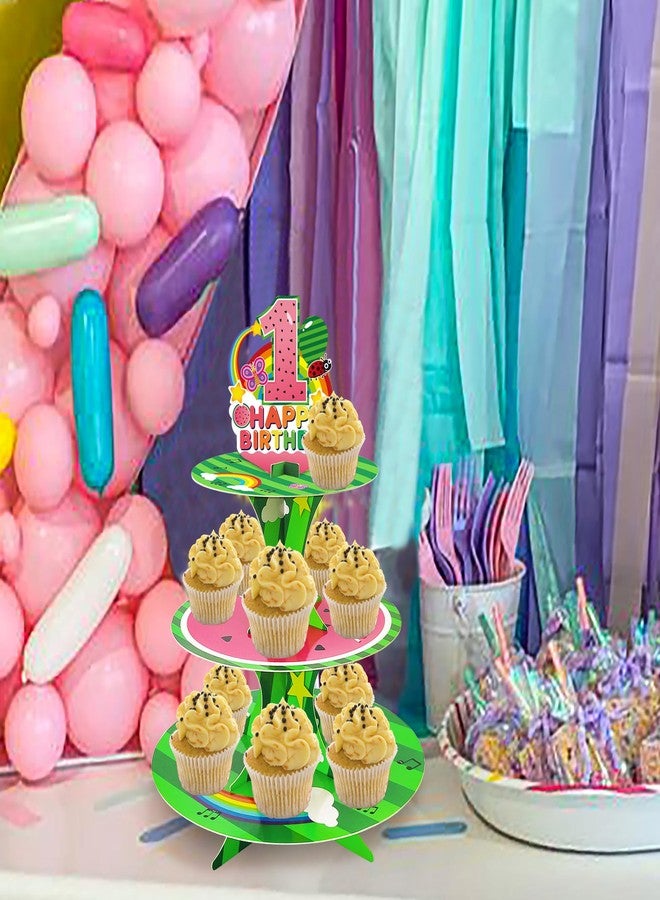 CHENRINDECO Cartoon Melon Cupcake Stand 1st First Cartoon Melon Birthday Cake Stands for Kids Birthday Decorations Boys Baby Shower Party Supplies - Image 3