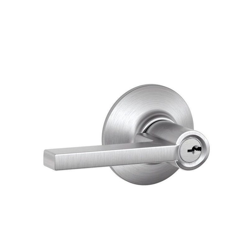 SCHLAGE F51A LAT 626 Latitude Lever Keyed Entry Lock, Satin Chrome 2.7 x 5.2 x 2.8 - Image 4