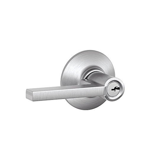 SCHLAGE F51A LAT 626 Latitude Lever Keyed Entry Lock, Satin Chrome 2.7 x 5.2 x 2.8 - Image 1