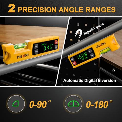 PREXISO Digital Level & Digital Protractor, 7 inch Angle Finder 0-90° & 0-180° Range, Electronic Bubble Inclinometer with Magnetic V-Groove & Audio Indicator for Woodwork, Saw & Home Drainage Leveling - Image 3