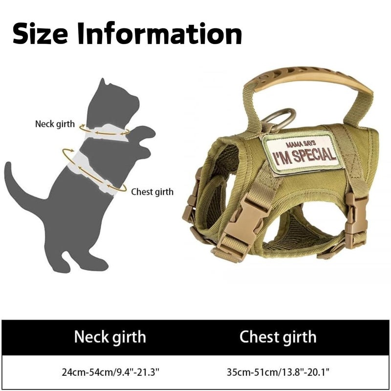 SEZDEKI Tactical Cat Harness and Leash Set for Walking Escape Proof Adjustable Large Cat Vest Harness with Patches Soft Mesh Padding Rubber Handle Easy to Control (Khaki Harness & Leash) - Image 2