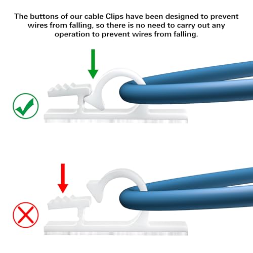 XHF 100pcs Adhesive Cable Wire Clips white, Outdoor Cable Management Wire Organizer Cord Holder for Under Desk, Car, Wall, TV PC Ethernet Cable - Image 3