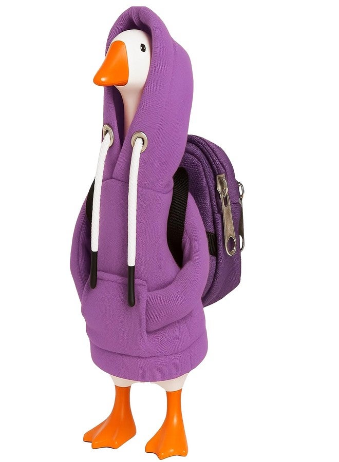 MIRJXB Desk Goose Outfits, Purple Hoodie and Backpack Set, 7 Inch Mini Desk Goose Clothes, Fall Themed Decor for Goose‘s Lovers and Coworkers - Image 1