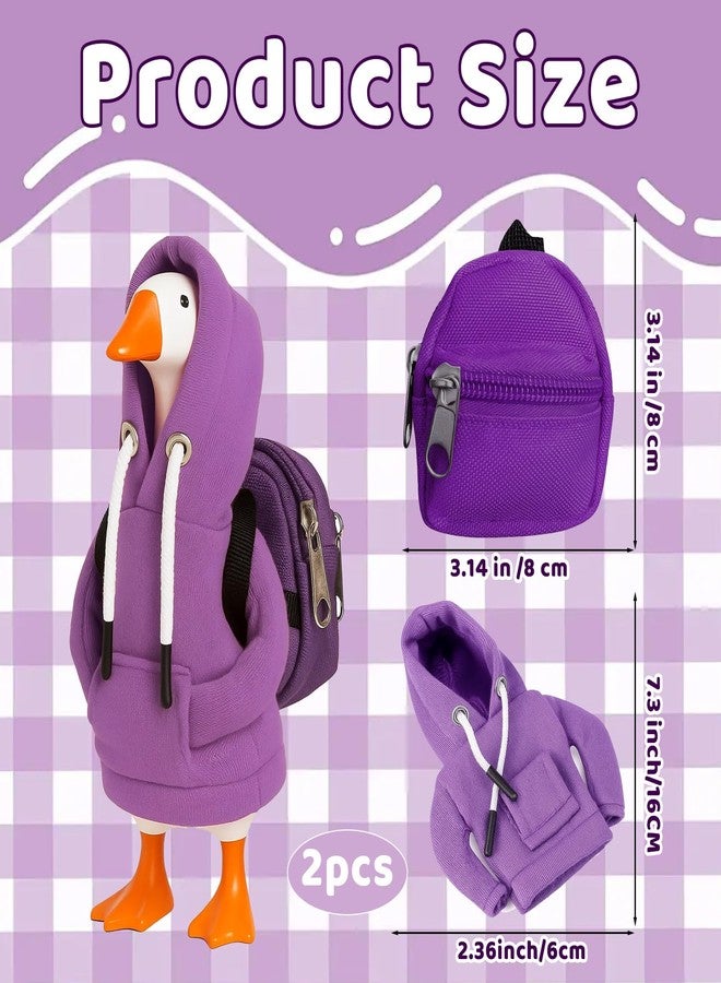 MIRJXB Desk Goose Outfits, Purple Hoodie and Backpack Set, 7 Inch Mini Desk Goose Clothes, Fall Themed Decor for Goose‘s Lovers and Coworkers - Image 2