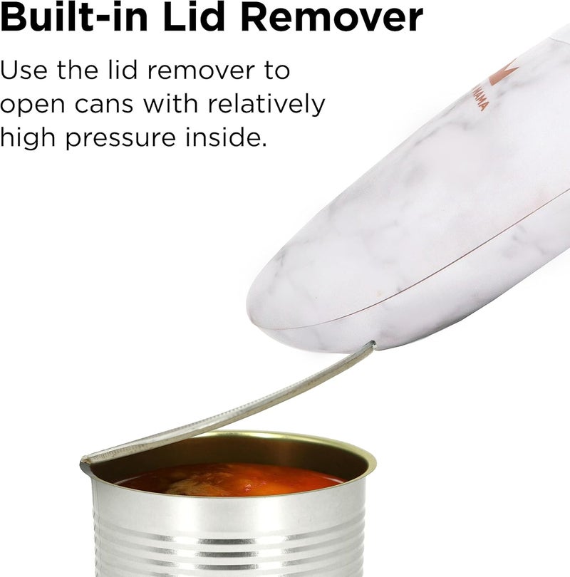 Kitchen Mama Auto 2.0 Electric Can Opener: Blade Opens Almost Any Can Pop or Soda Can - Automatic, Hands Free, Safe, Smooth Edge, Lid Remover, Battery Operated, Cordless, YES YOU CAN (Marble White) - Image 4