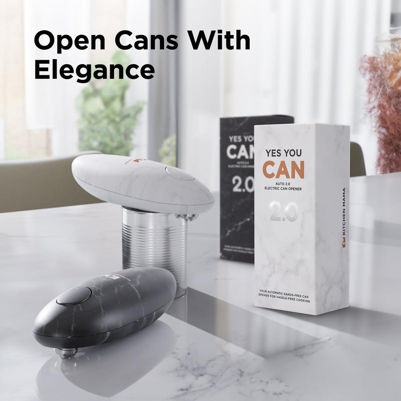 Kitchen Mama Auto 2.0 Electric Can Opener: Blade Opens Almost Any Can Pop or Soda Can - Automatic, Hands Free, Safe, Smooth Edge, Lid Remover, Battery Operated, Cordless, YES YOU CAN (Marble White) - Image 5