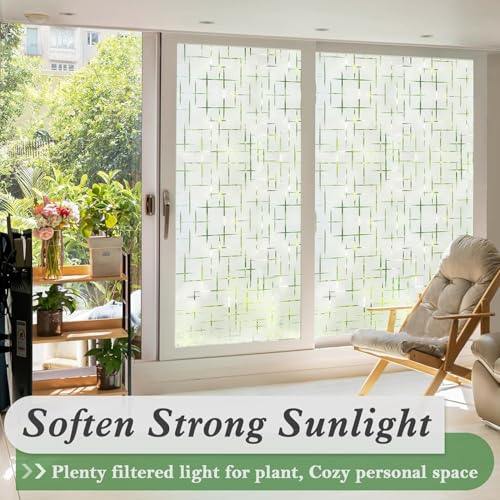 WALLTON Privacy Vinyl Frosted Window Film Glass Sticker Self-Adhesive Film Tint Wallpaper Opaque Sheet for Glass Privacy Cover Window, Door, Office, Home.| Anti-UV. (16x72 Inch, Plus Minus) - Image 5