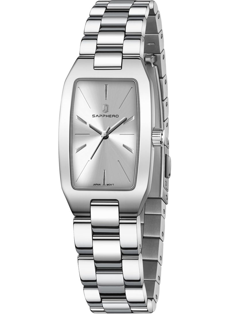 Sapphero ساعة نسائية، ساعة نسائية فاخرة، ساعة نسائية بسوار، ساعة صغيرة مقاومة للماء من الفولاذ المقاوم للصدأ حتى 3ATM - Image 1